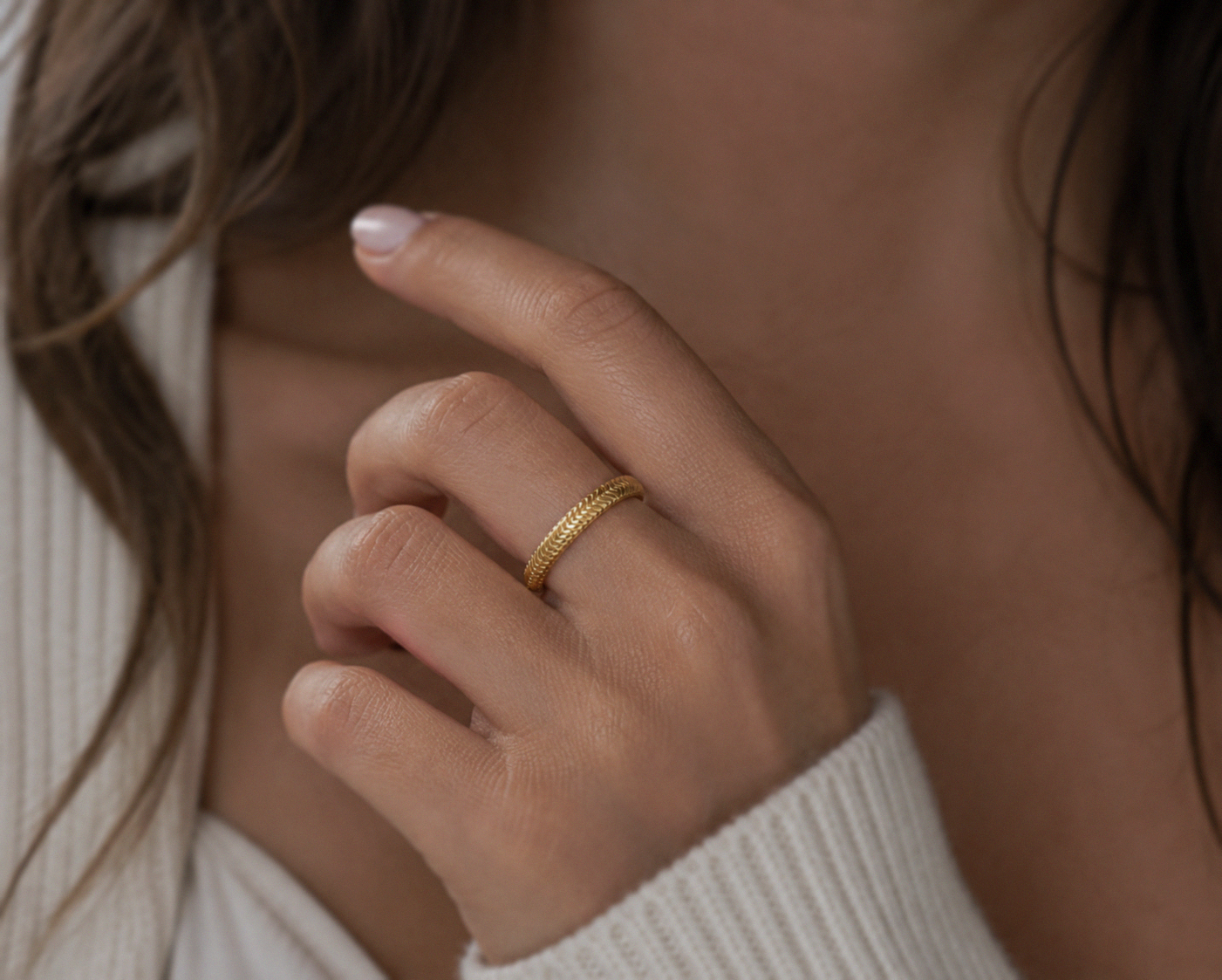Laura Ashley Gold Plated Silver Basket Weave Band Ring