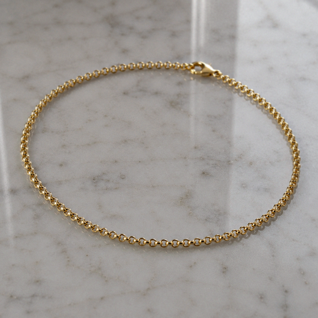 9ct Yellow Gold Round Belcher Chain Anklet 10 Inch