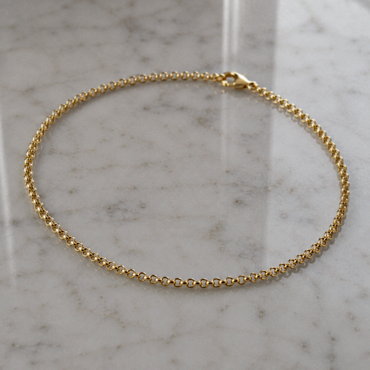 9ct Yellow Gold Round Belcher Chain Anklet 10 Inch