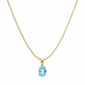 9ct Yellow Gold Swiss Blue Topaz Oval Pendant Necklace