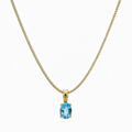 9ct Yellow Gold Swiss Blue Topaz Oval Pendant Necklace