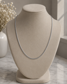 18ct White Gold Diamond-Cut Curb Chain  20” | Solid 6.4g Premium Necklace