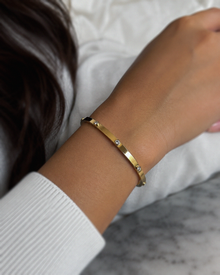 9ct Yellow Gold CZ Set Hinged Bangle