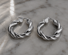Chunky Rope Twist Hoop Earrings – Sterling Silver