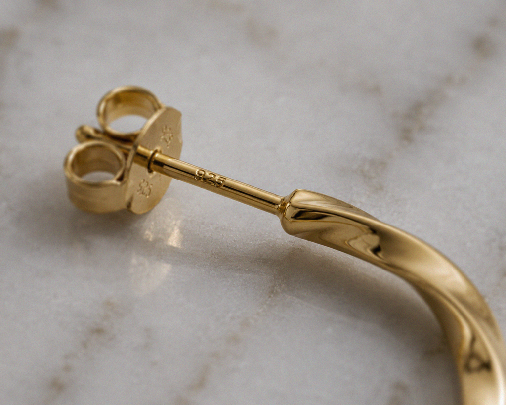 Twisted 3/4 Hoop Earrings in Gold Plated Sterling Silver