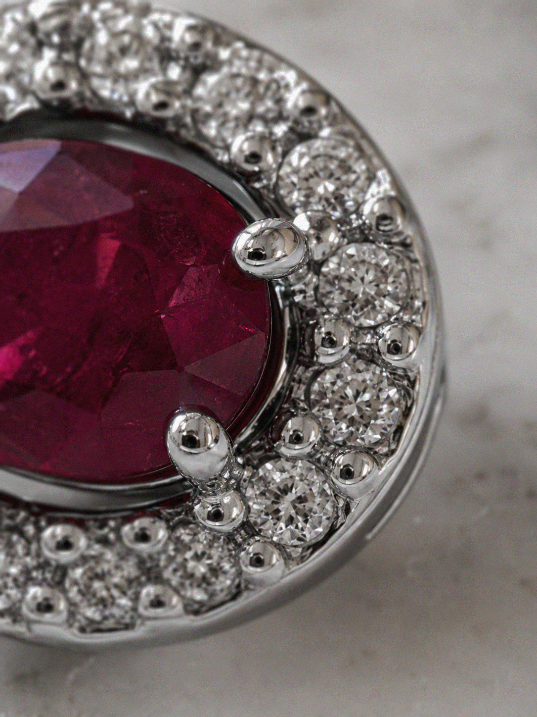 Ruby & Diamond Cluster Stud Earrings in 9ct White Gold
