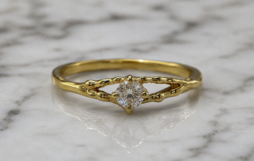Banyan 18ct Gold Vermeil Lab-Grown Diamond Solitaire Ring