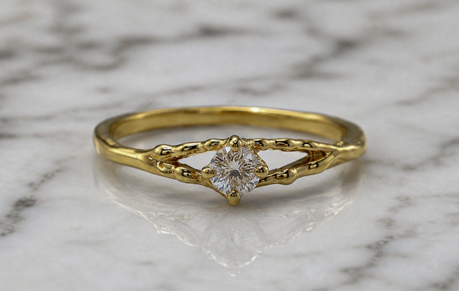 Banyan 18ct Gold Vermeil Lab-Grown Diamond Solitaire Ring