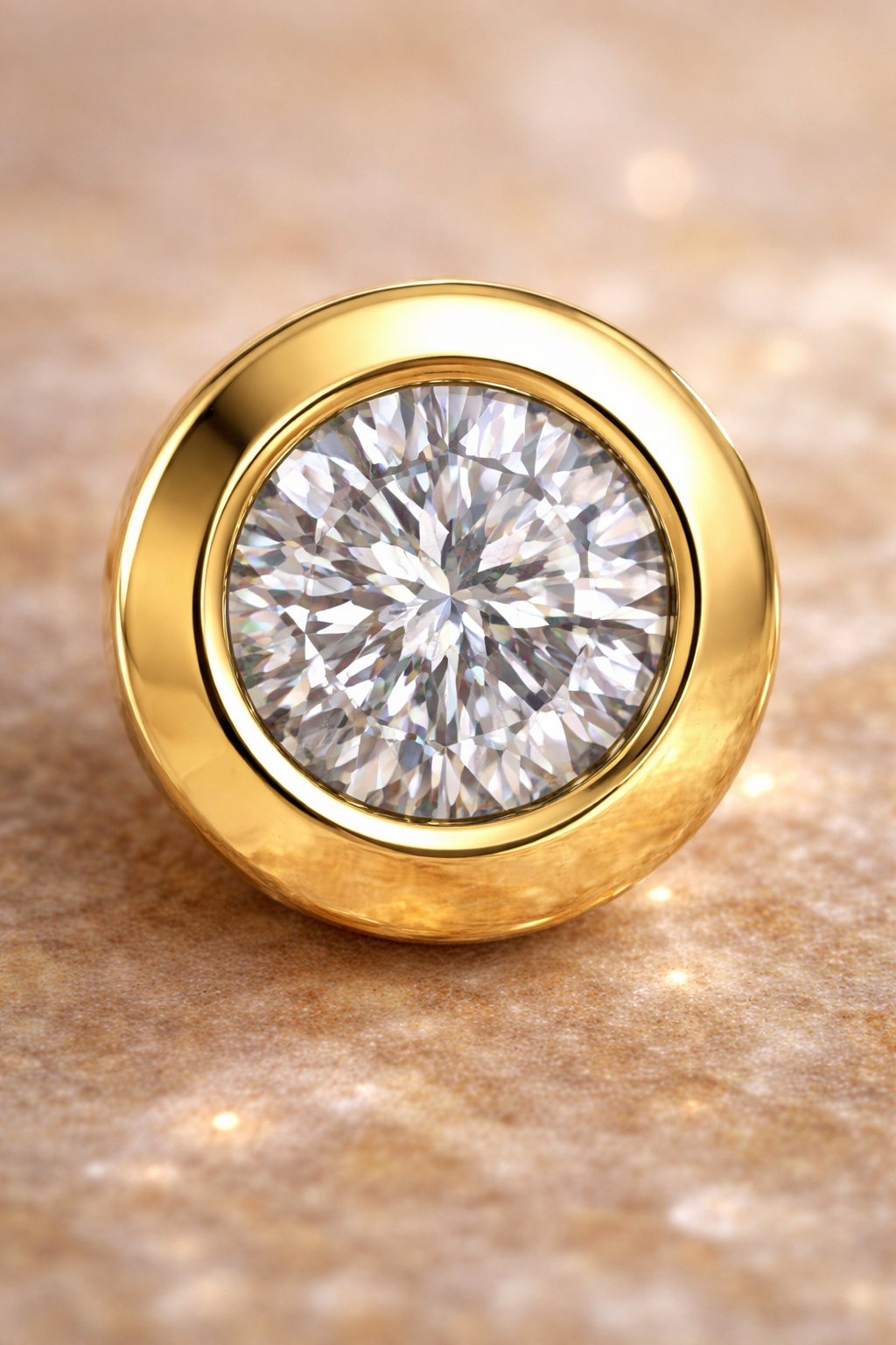 9ct Yellow Gold Bezel Set Diamond Stud Earrings