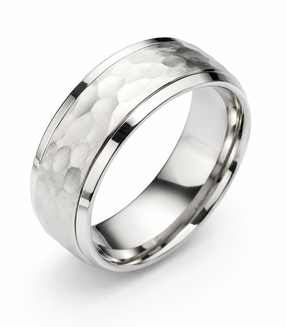 Fred Bennett Stainless Steel Hammered Finish Band Ring
