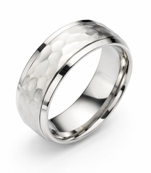 Fred Bennett Stainless Steel Hammered Finish Band Ring