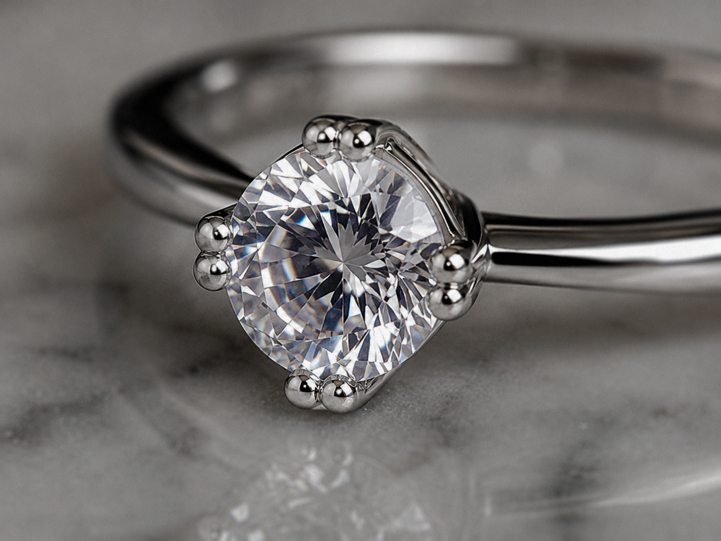 Sterling Silver Double Claw Solitaire Ring with DiamondFire® CZ