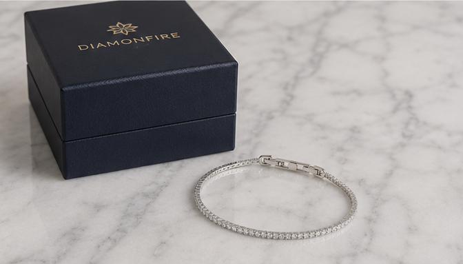 Diamonfire Sterling Silver Round Cut Zirconia Tennis Bracelet