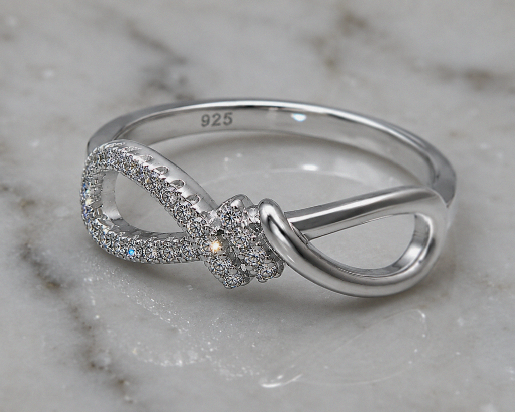 Sterling Silver Cubic Zirconia Infinity Twist Ring