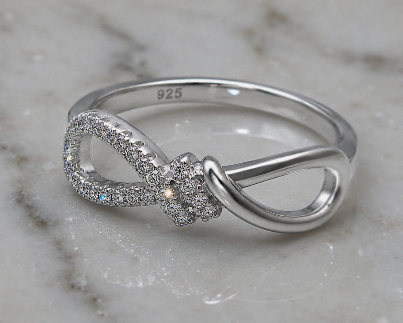 Sterling Silver Cubic Zirconia Infinity Twist Ring