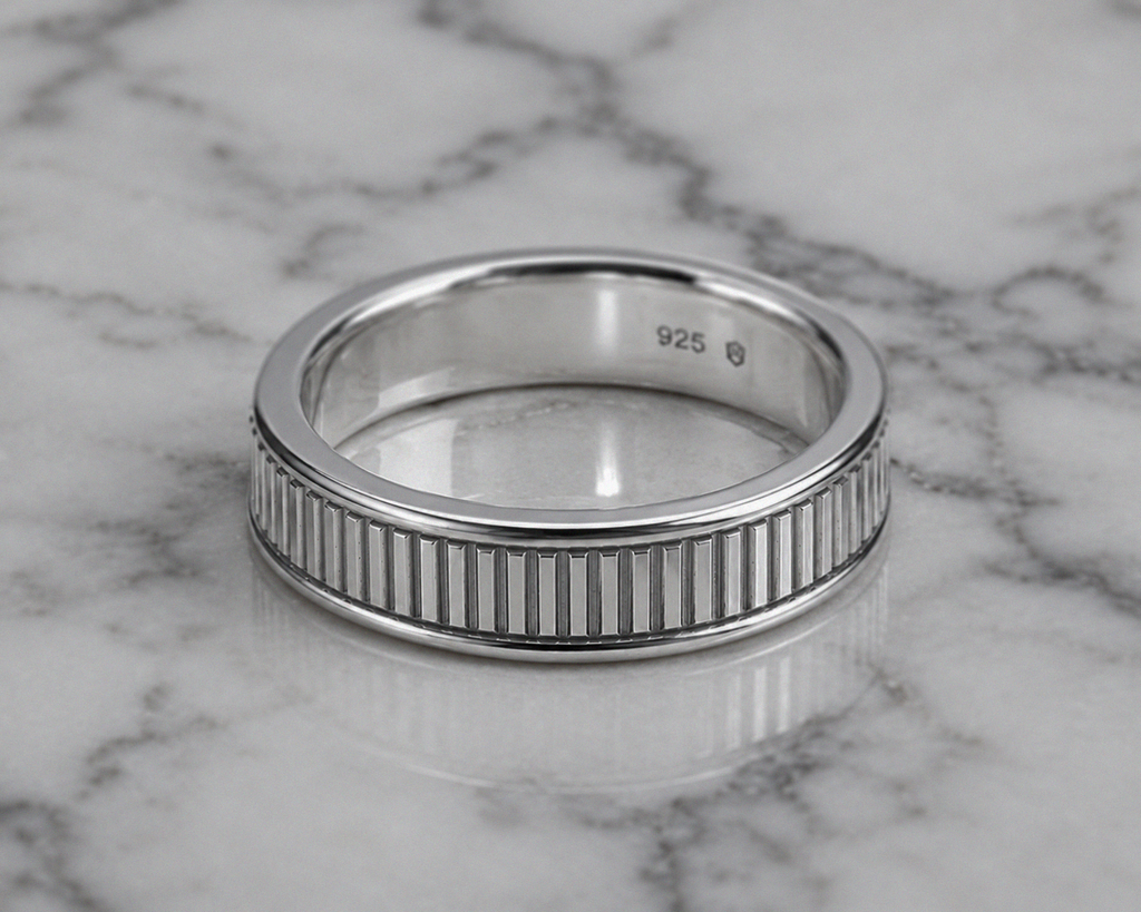 Sterling Silver Ridged Spinner Ring