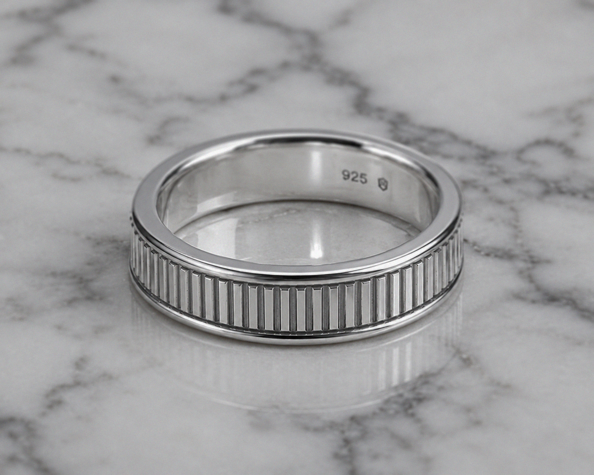Sterling Silver Ridged Spinner Ring