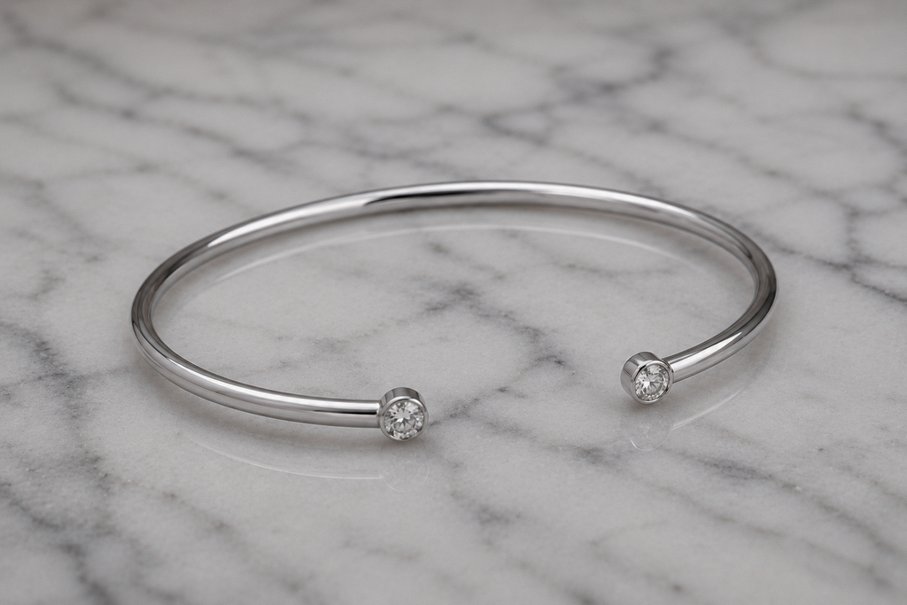 18ct White Gold 0.16ct Diamond Open Bangle Bracelet
