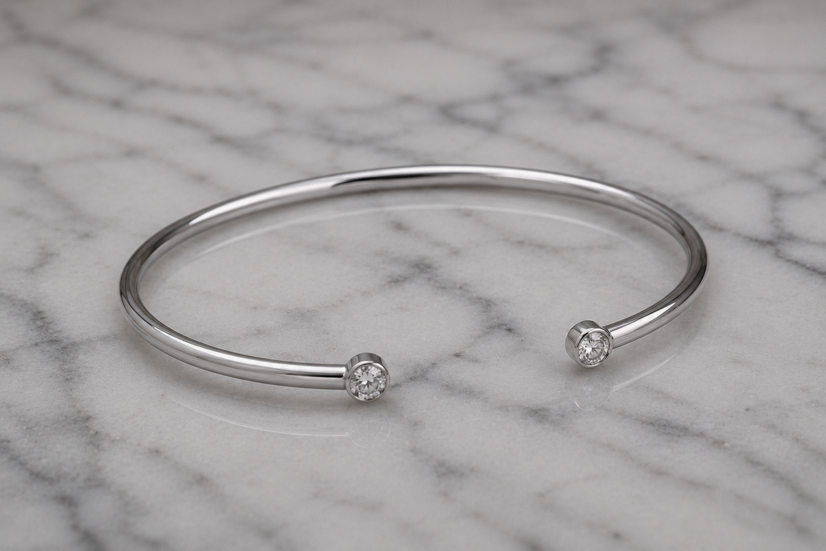 18ct White Gold 0.16ct Diamond Open Bangle Bracelet