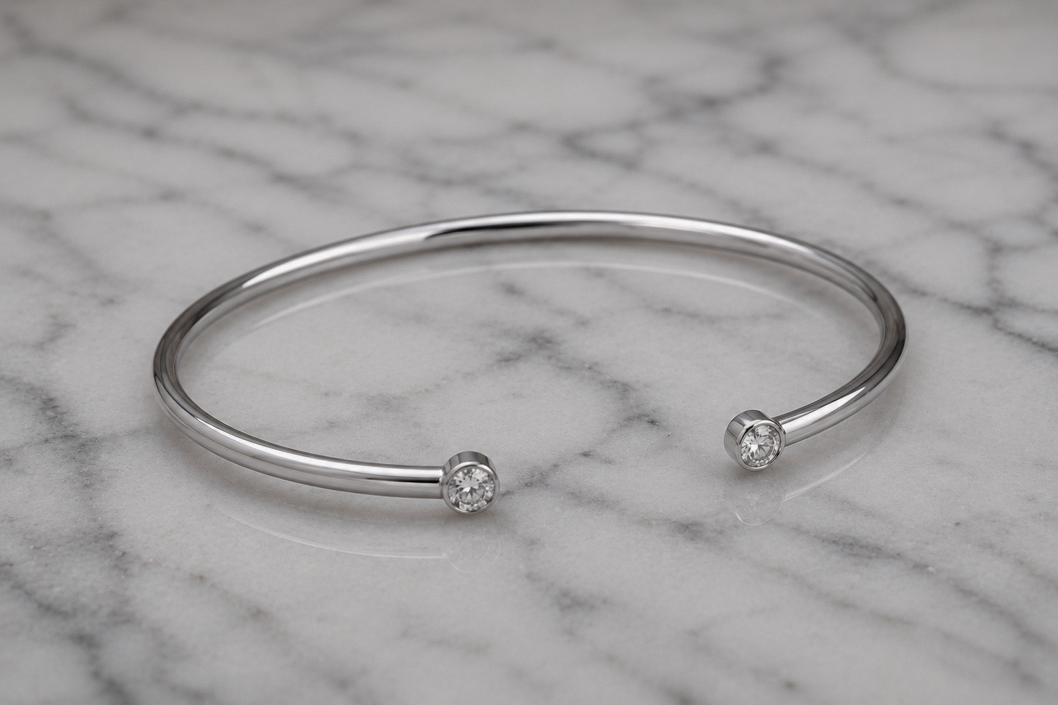 18ct White Gold 0.16ct Diamond Open Bangle Bracelet