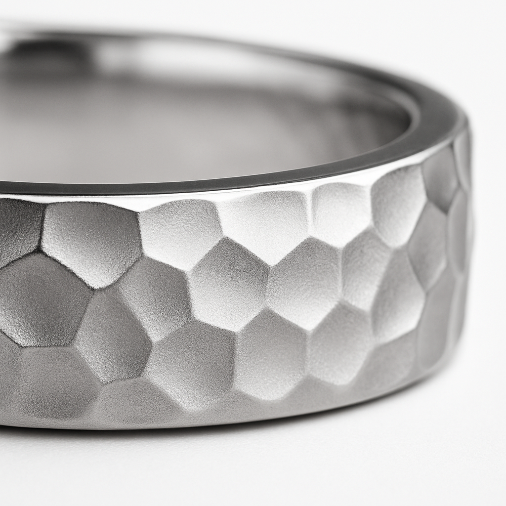 Hammered Sterling Silver Unisex Band Ring