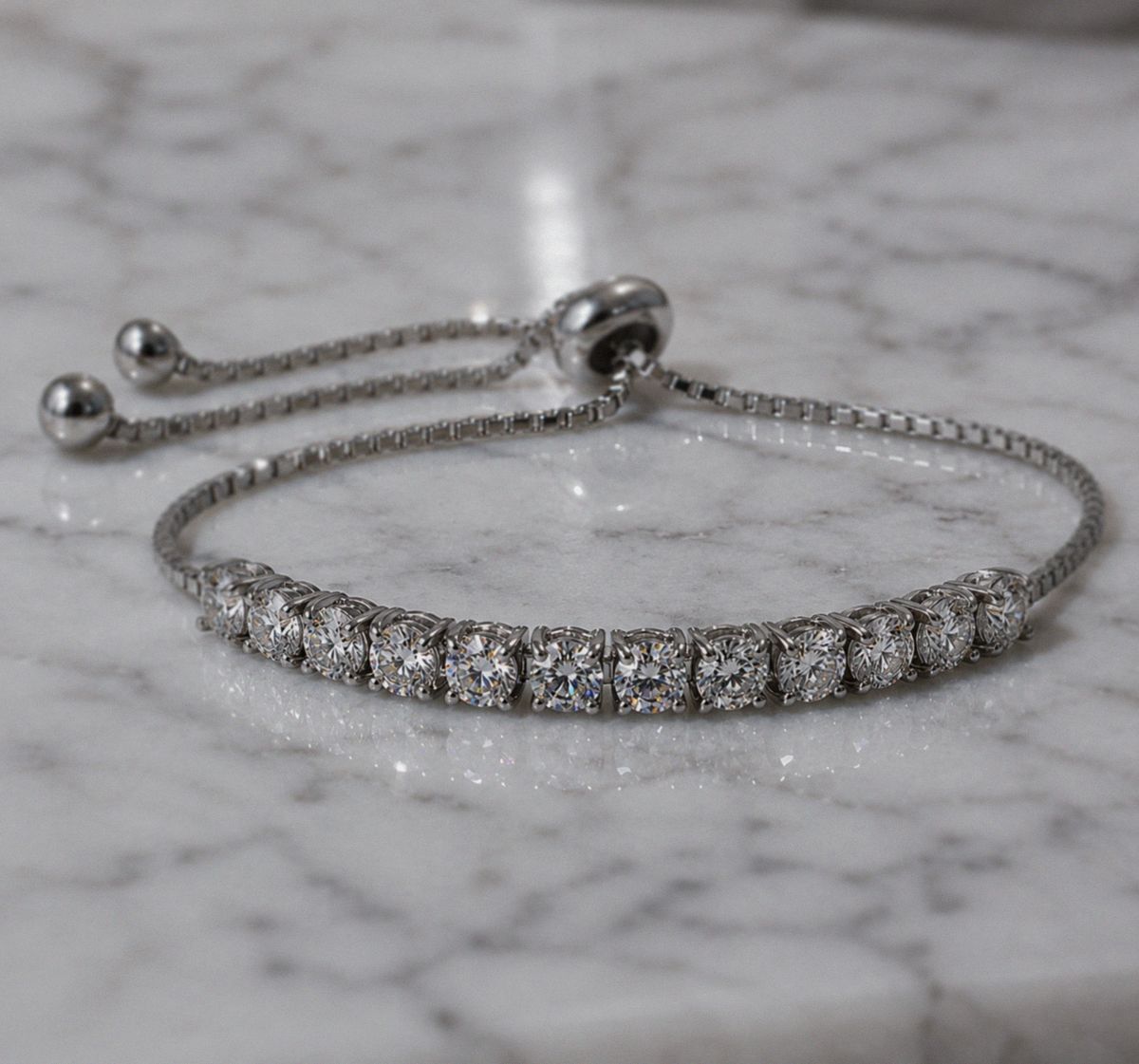 Sterling Silver Moissanite Half Tennis Slider Bracelet