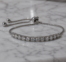 Sterling Silver Moissanite Half Tennis Slider Bracelet