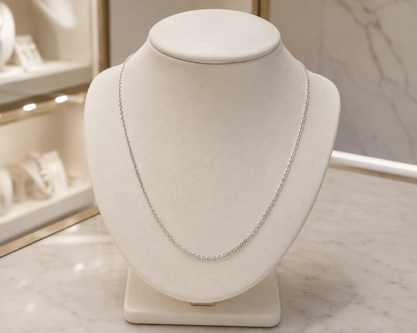 9ct White Gold Diamond-Cut Oval Belcher Chain