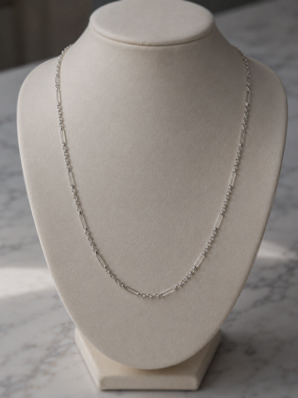 Mixed Length Link Chain Necklace in 9ct White Gold