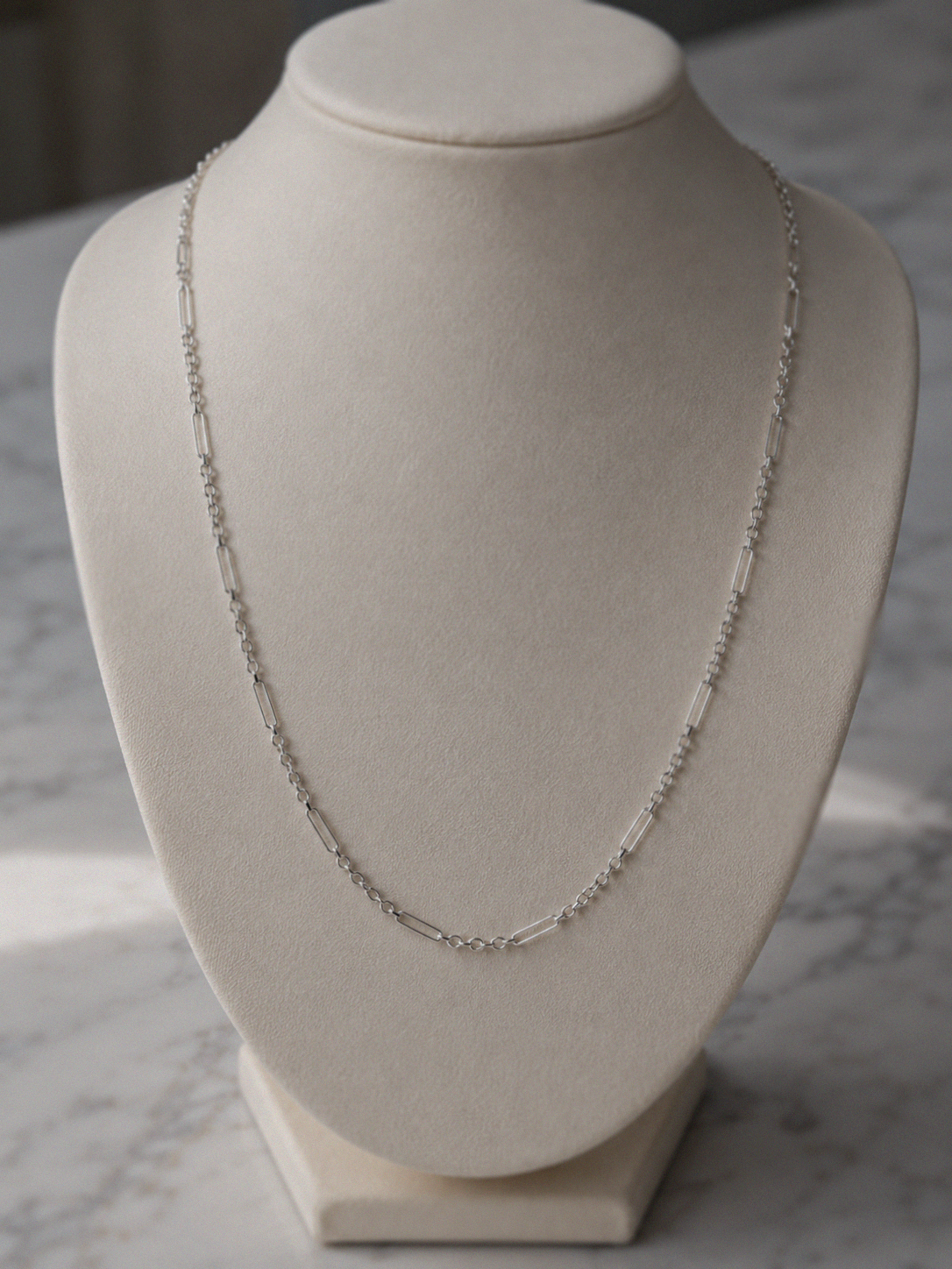 Mixed Length Link Chain Necklace in 9ct White Gold