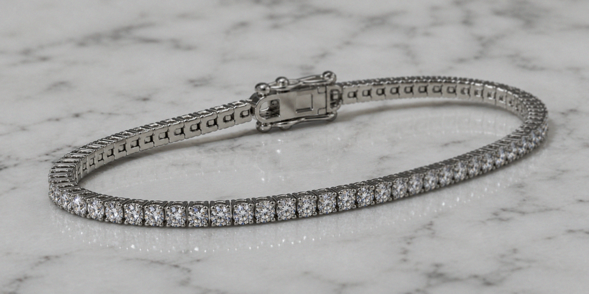 18ct White Gold Lab-Grown Diamond Tennis Bracelet