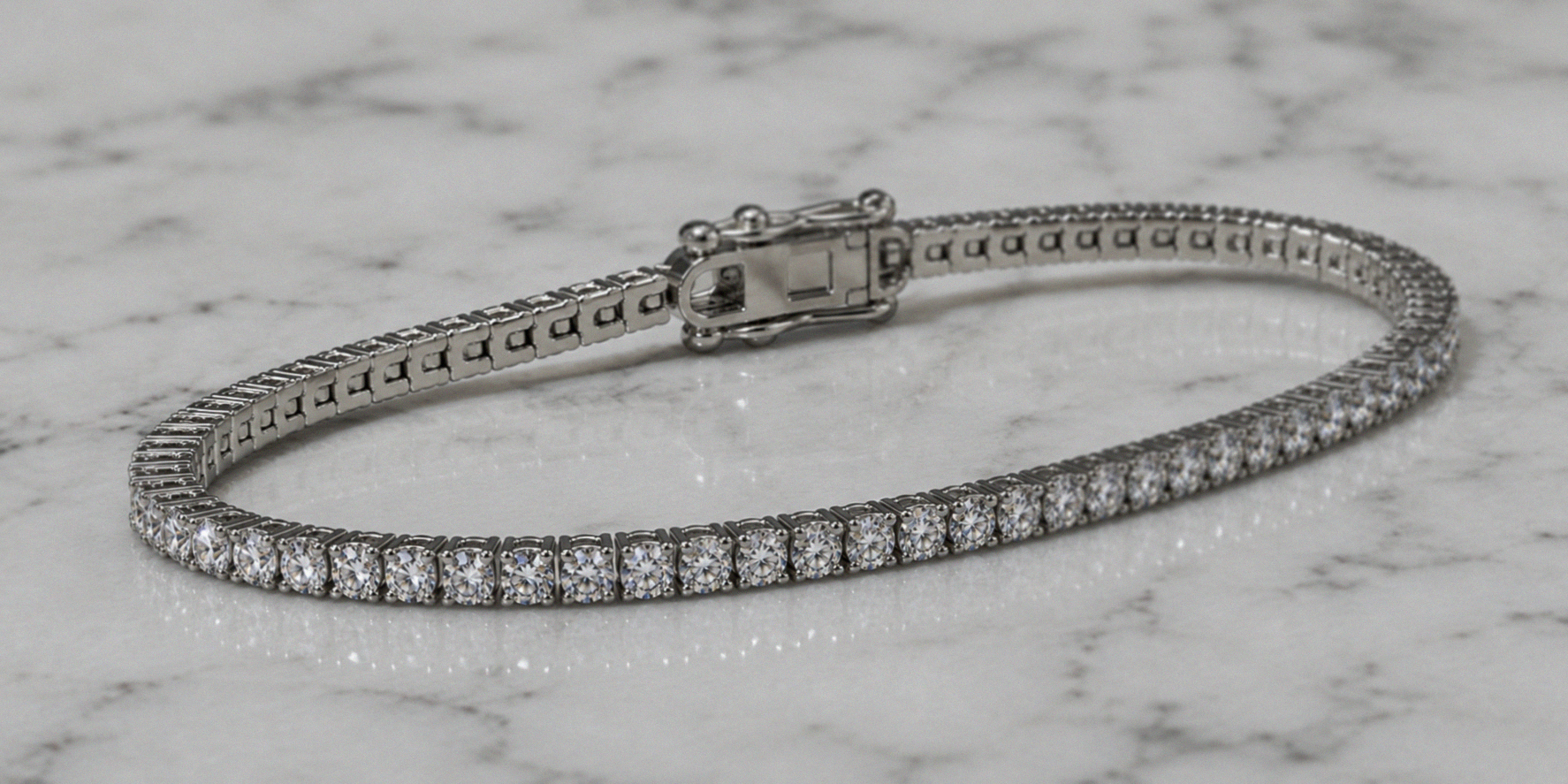 18ct White Gold Lab-Grown Diamond Tennis Bracelet