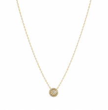 9ct Yellow Gold Cubic Zirconia Halo Pendant Necklace 16 Inch
