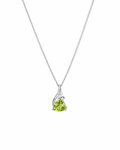 9ct White Gold Trillion Peridot & White Topaz Pendant – 46cm Curb Chain