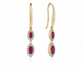 Marquise Double Drop Ruby & Diamond Earrings in 9ct Yellow Gold