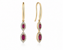 Marquise Double Drop Ruby & Diamond Earrings