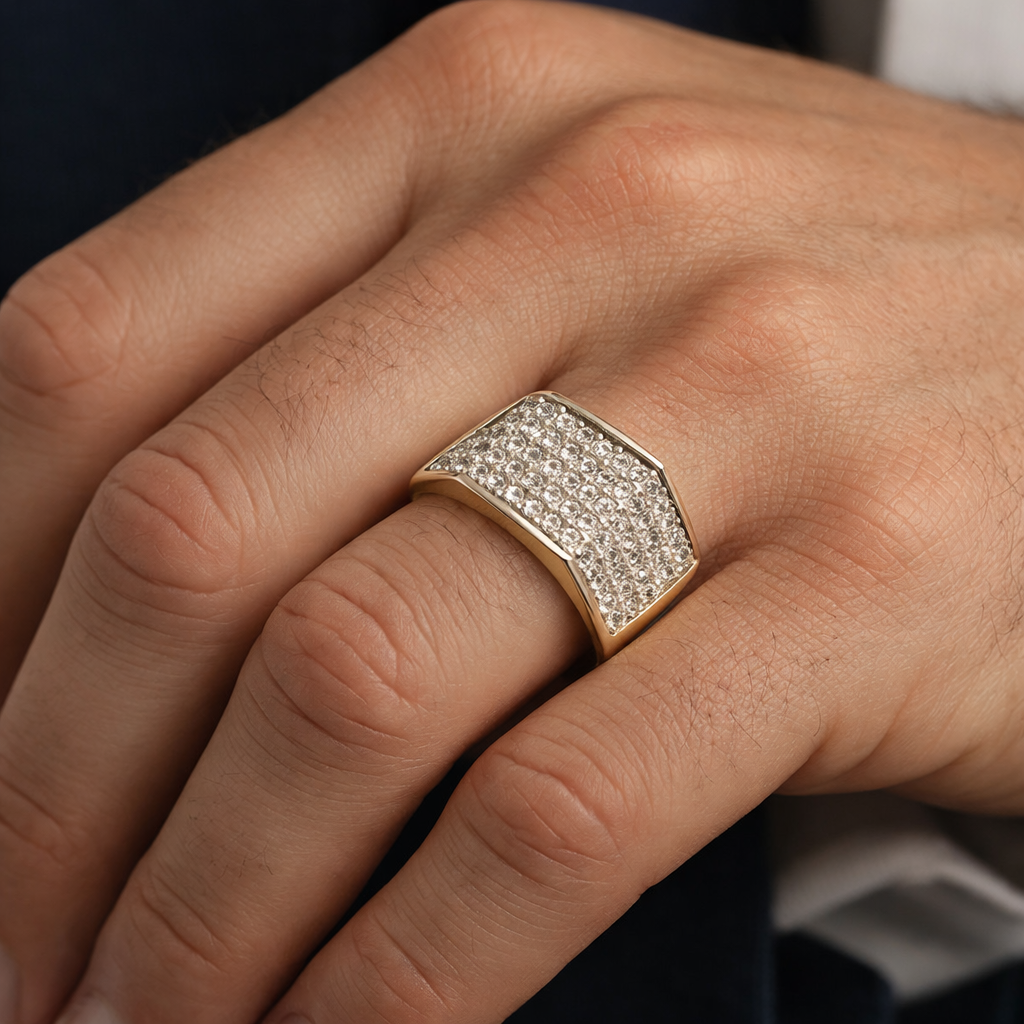 9ct Yellow Gold CZ Fancy Band Ring