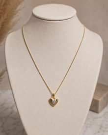 9ct Yellow & White Gold 0.03ct Diamond Heart Necklace
