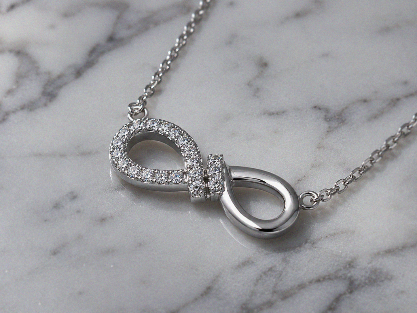 Sterling Silver Cubic Zirconia Infinity Necklace