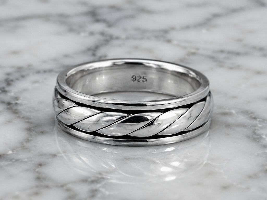 925 Sterling Silver Twist Design Fidget Ring