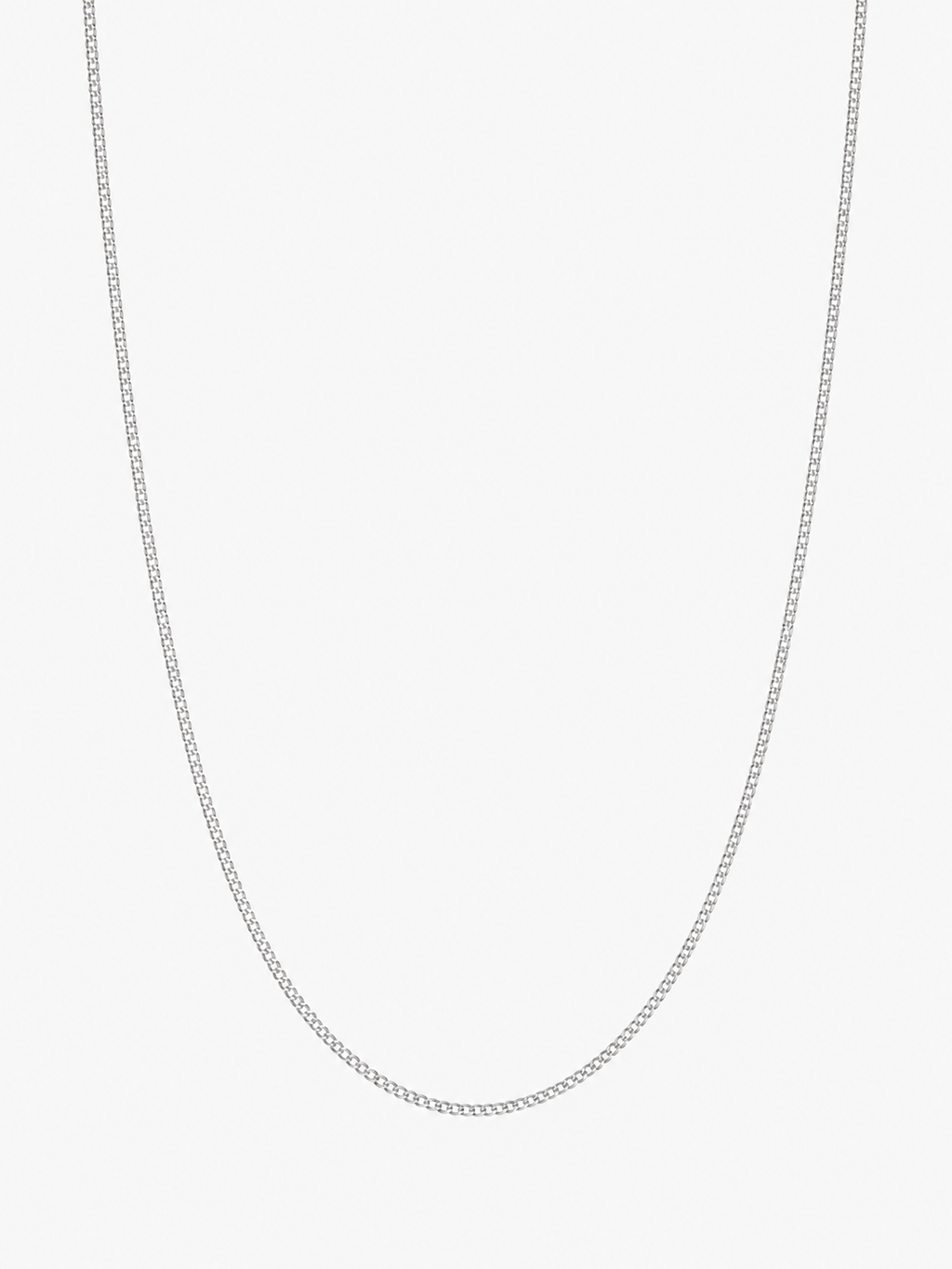9ct White Gold 0.6mm Curb Chain - 46cm