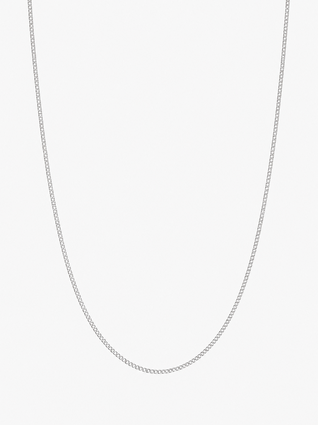 9ct White Gold 0.6mm Curb Chain - 46cm
