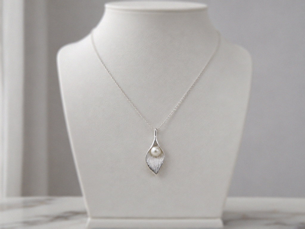 Sterling Silver Freshwater Pearl Calla Lily Pendant Necklace
