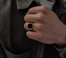 Heavy 9ct Yellow Gold Black Onyx Signet Ring – Cushion Cut | 8g Solid Gold