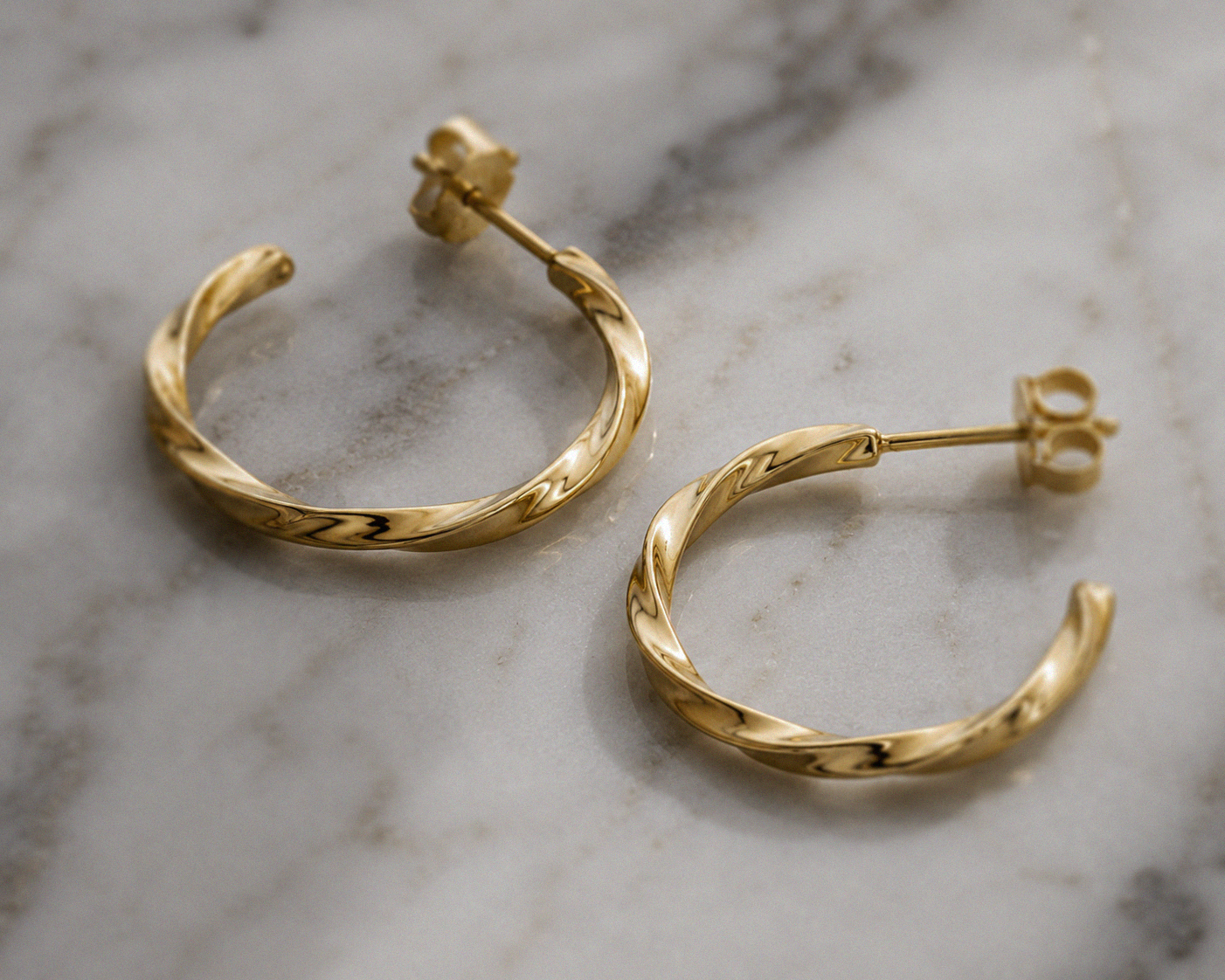 Twisted 3/4 Hoop Earrings in Gold Plated Sterling Silver