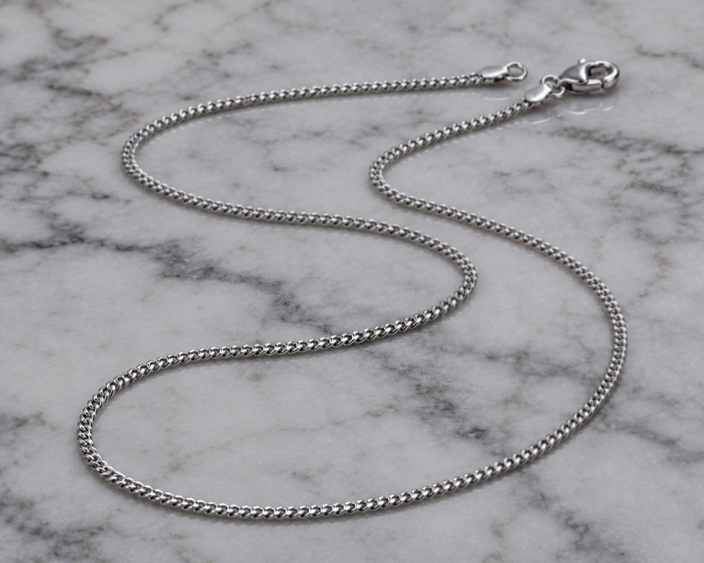 18ct White Gold Diamond-Cut Curb Chain  20” | Solid 6.4g Premium Necklace