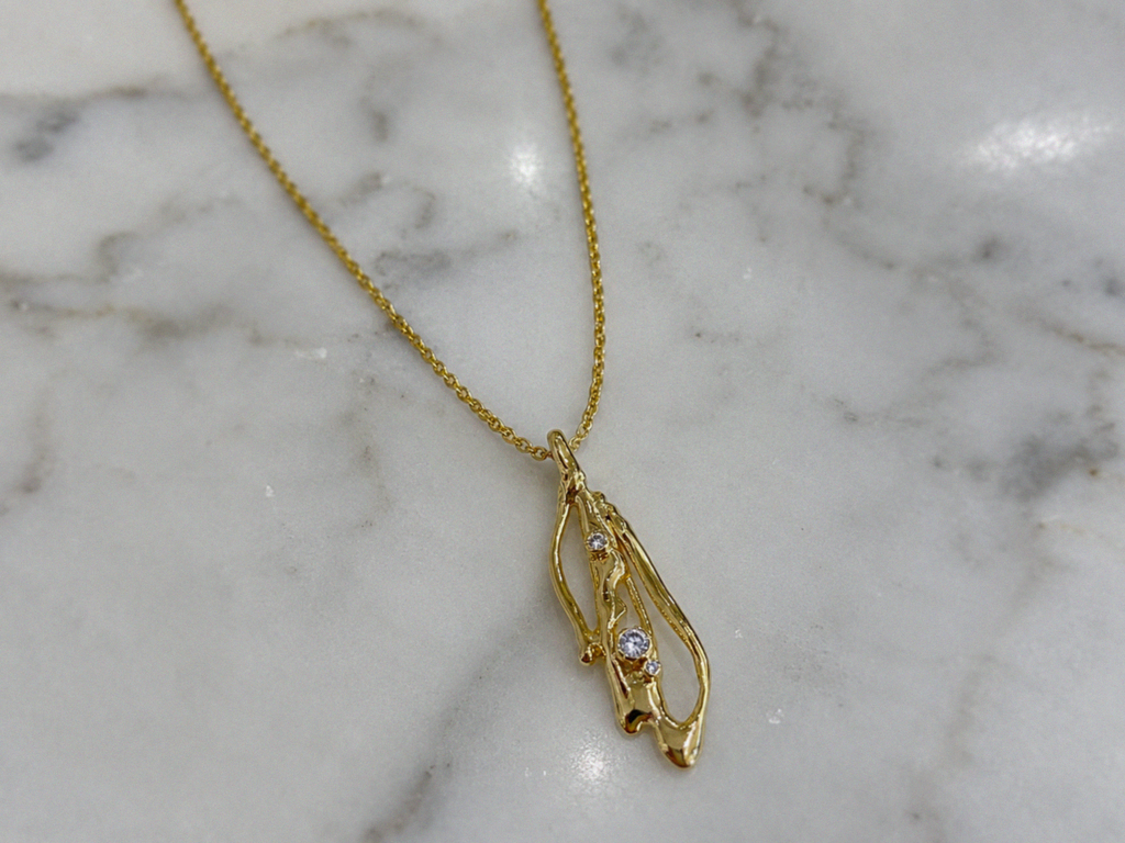 Banyan 18ct Gold Vermeil Lab-Grown Diamond Organic Pendant Necklace