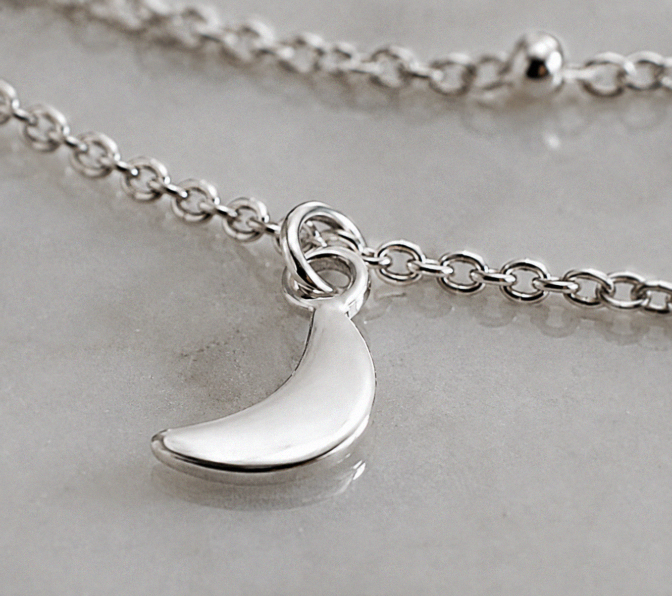 Sterling Silver Star & Moon Double Row Necklace