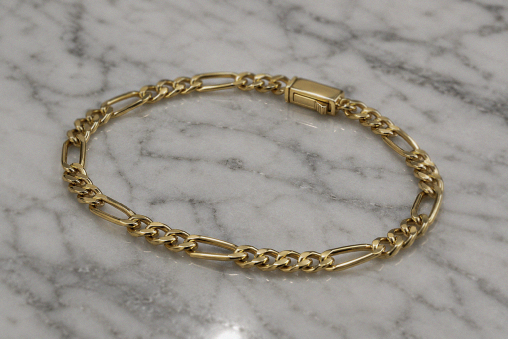 Men’s Yellow Gold-Plated Sterling Silver Figaro Bracelet
