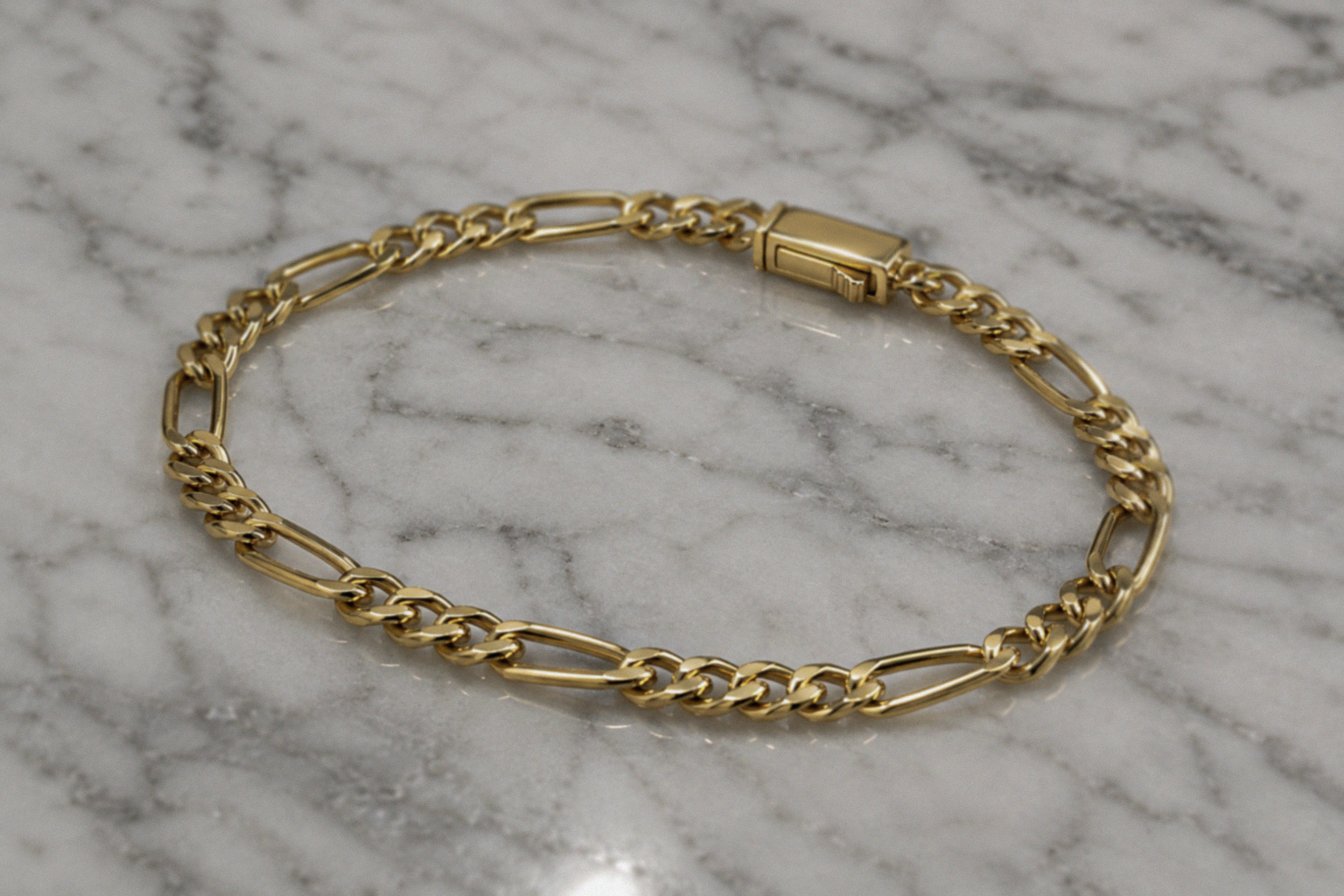 Men’s Yellow Gold-Plated Sterling Silver Figaro Bracelet